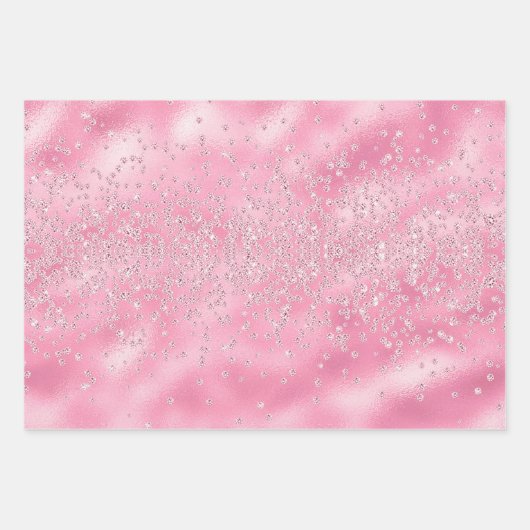 Elegant Chic Pink Sparkles Glitter Feminine Inpakpapier Vel (Voorkant 3)