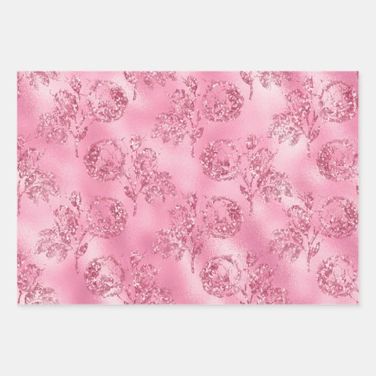 Elegant Chic Pink Sparkles Glitter Feminine Inpakpapier Vel (Voorkant 2)