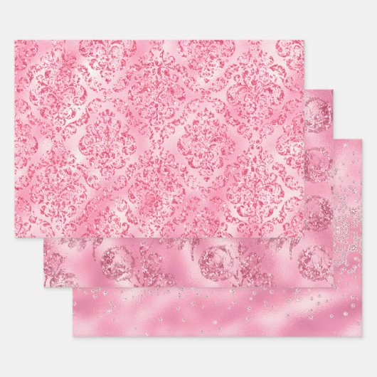 Elegant Chic Pink Sparkles Glitter Feminine Inpakpapier Vel (Set)