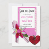 Elegant Chic Pink Vlourish Formal Romantic Wedding Save The Date (Voorkant)