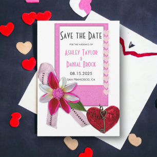 Elegant Chic Pink Vlourish Formal Romantic Wedding Save The Date