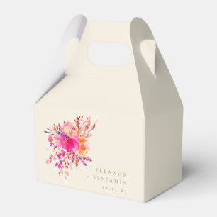 Elegant Chic Pink Waterverf Floral Wedding Custom Bedankdoosjes