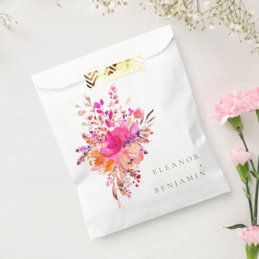 Elegant Chic Pink Waterverf Floral Wedding Custom Bedankzakje (Gezegeld)