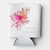 Elegant Chic Pink Waterverf Floral Wedding Custom Blikjeskoeler (Voorkant)