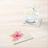 Elegant Chic Pink Waterverf Floral Wedding Custom Kartonnen Onderzetters (Insitu)