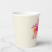 Elegant Chic Pink Waterverf Floral Wedding Custom Papieren Bekers (Rechts)
