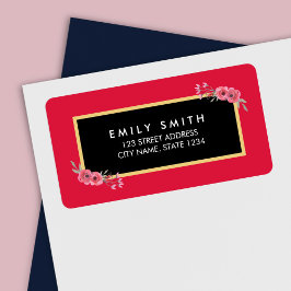 Elegant Chic Pink with Watercolor Floral Address Etiket