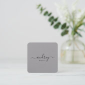 Elegant Chic Premium Gray Signature Typografie Vierkante Visitekaartje (Staand voorkant)