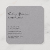 Elegant Chic Premium Gray Signature Typografie Vierkante Visitekaartje (Achterkant)