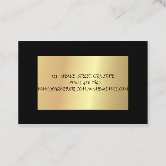 Elegant Chic Professional, Gold Lotus, zwart Visitekaartje (Achterkant)