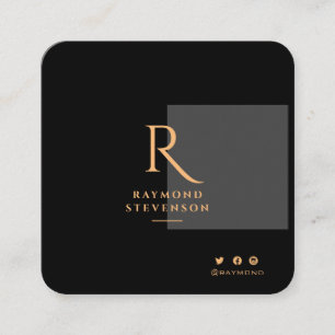 Elegant Chic Professional Gold Monogramed Vierkante Visitekaartje