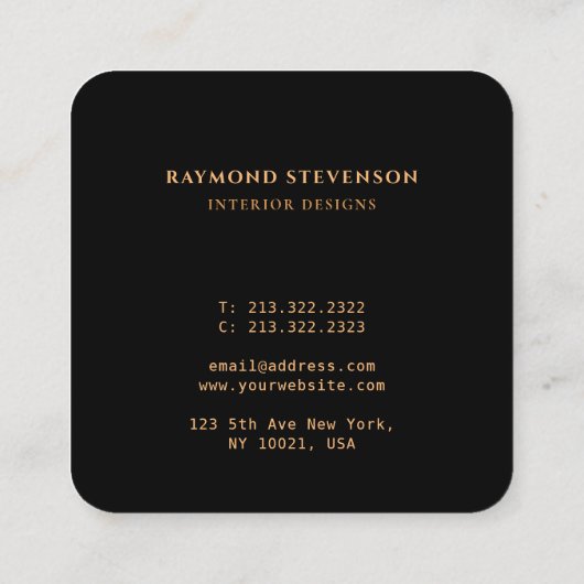 Elegant Chic Professional Gold Monogramed Vierkante Visitekaartje (Achterkant)