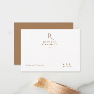 Elegant Chic Professional Light Brown monogrammen Notitiekaartje