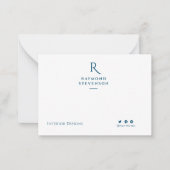 Elegant Chic Professional Navy blue monogrammen Notitiekaartje (Voorkant)