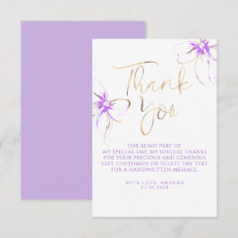 Elegant Chic Purple Bow Bridal Shower Thank You Bedankkaart