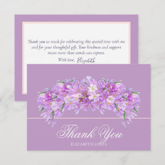 Elegant Chic Purple Crocus Bridal Shower Thank You Bedankkaart