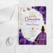 Elegant Chic Purple Roses Gold Quinceanera Acryl Uitnodigingen