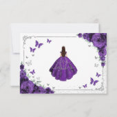 Elegant Chic Purple Roses Silver Quinceanera Bedankkaart (Achterkant)
