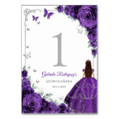 Elegant Chic Purple Roses Silver Quinceanera Kaart (Achterkant)