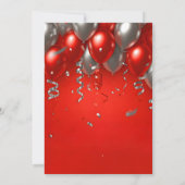 Elegant Chic Red en Zilveren Ballon Verjaardagsfee Kaart (Achterkant)