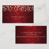 Elegant Chic Red Glitter Bokeh Gold Confetti Visitekaartje (Voorkant / Achterkant)