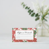 Elegant Chic Red Green Glitter kerstFloral Aanbevelingskaartje (Staand voorkant)