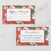 Elegant Chic Red Green Glitter kerstFloral Aanbevelingskaartje (Voorkant / Achterkant)