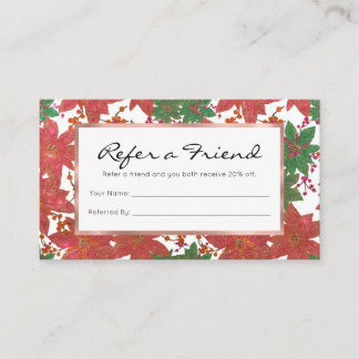 Elegant Chic Red Green Glitter kerstFloral Aanbevelingskaartje