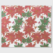 Elegant Chic Red Green Glitter kerstFloral Cadeaupapier (Vlak)