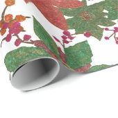 Elegant Chic Red Green Glitter kerstFloral Cadeaupapier (Rol Hoek)