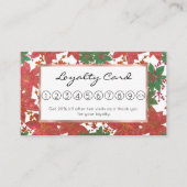 Elegant Chic Red Green Glitter kerstFloral Klantenkaartje (Voorkant)