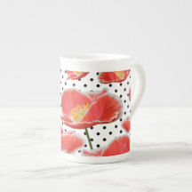 Elegant Chic Red Poppies en Polka Dots