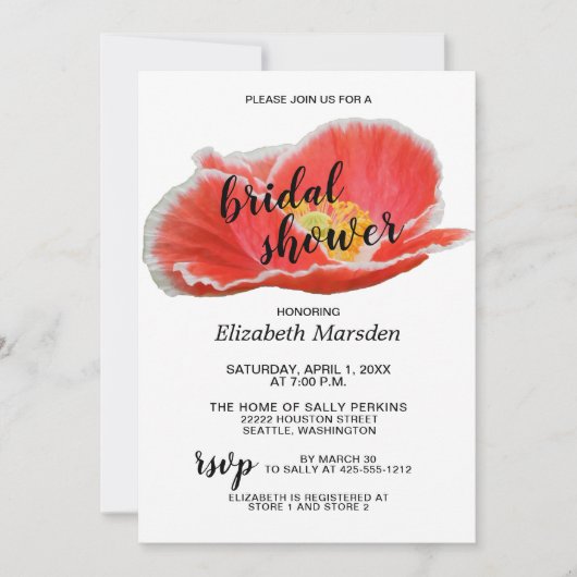 Elegant Chic Red Poppies Floral Vrijgezellenfeest Kaart (Voorkant)