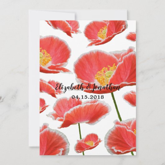 Elegant Chic Red Poppies Floral Wedding Kaart (Achterkant)