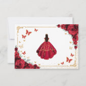 Elegant Chic Red Roses Gold Quinceanera Bedankkaart (Achterkant)