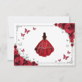 Elegant Chic Red Roses Silver Quinceanera Bedankkaart (Achterkant)