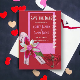 Elegant Chic Red Valentijn Formal Romantic Wedding Save The Date