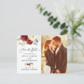 Elegant Chic Red White Foto slaat de datum op Briefkaart (Staand voorkant)