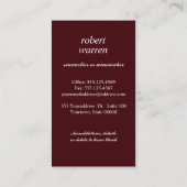 Elegant chic red wine glass Sommelier winemaker Visitekaartje (Achterkant)