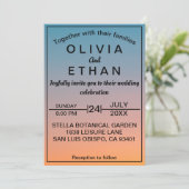 Elegant chic  retro sky Wedding Invitation Kaart (Staand voorkant)