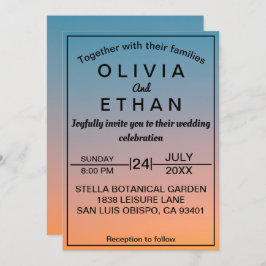 Elegant chic  retro sky Wedding Invitation Kaart