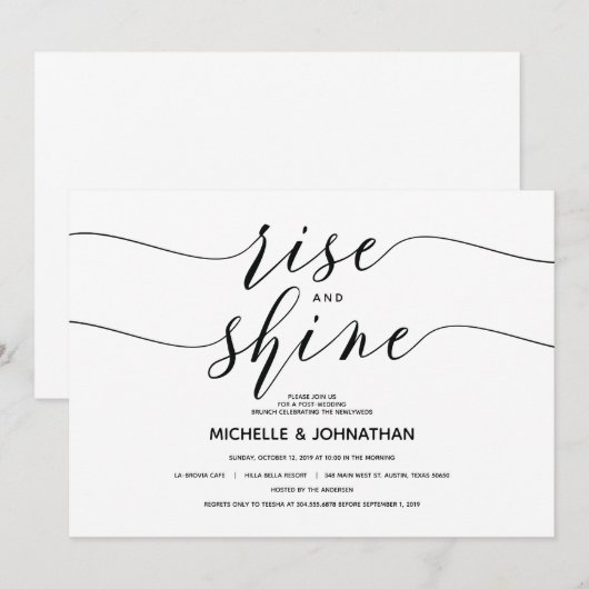 Elegant chic rise en shine nodigkaart kaart (Voorkant / Achterkant)