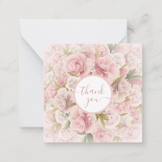 elegant chic romantic dank je roos floral notitiekaartje (Voorkant)