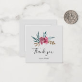 Elegant chic romantic "Dankuwel" grijze florale Notitiekaartje (Voorkant / Achterkant in situ)