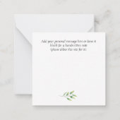 Elegant chic romantic "Dankuwel" witte botanische Notitiekaartje (Achterkant)