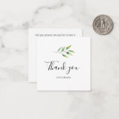 Elegant chic romantic "Dankuwel" witte botanische Notitiekaartje (Voorkant / Achterkant in situ)