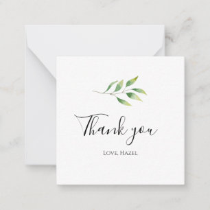 Elegant chic romantic "Dankuwel" witte botanische Notitiekaartje