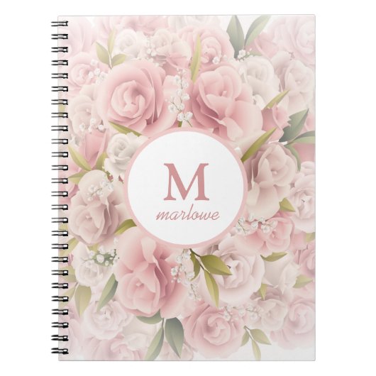 elegant chic romantic roos floral notitieboek (Voorkant)