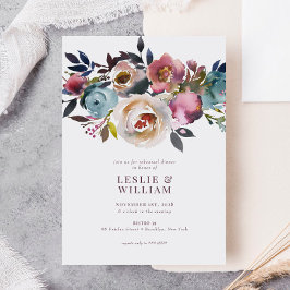 Elegant Chic Romantic Roos Rehearsal Dinner Kaart