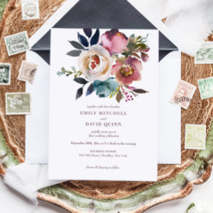 Elegant Chic Romantic Roos Wedding Kaart